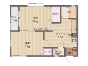 2DK　リフォーム済(間取)