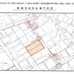 新潟市道路台帳平面図。本物件にが、南側より進入して北側に抜けると、通行しやすくなっています。