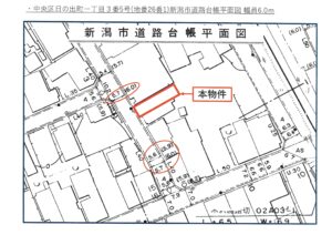 新潟市道路台帳平面図 西側接道 幅員6.0m(地図) 新潟市道路台帳平面図 西側接道 幅員6.0m(地図)