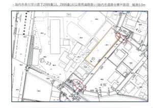 胎内市道路台帳平面図 市道赤川団地1号線(市道番号415)道路幅員5.0m(地図) 胎内市道路台帳平面図 市道赤川団地1号線(市道番号415)道路幅員5.0m(地図)