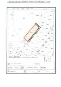 公図 本物件公簿面積803㎡(約242.9坪)及び公衆用道路扱い部分179㎡(約54.1坪)(地図) 公図 本物件公簿面積803㎡(約242.9坪)及び公衆用道路扱い部分179㎡(約54.1坪)(地図)